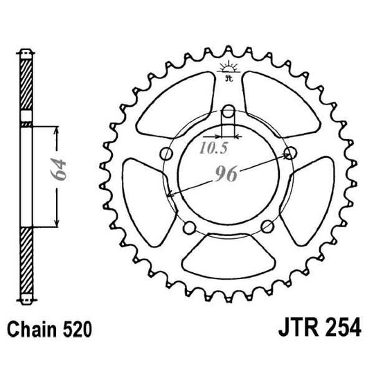 Reťazová rozeta JT JTR 254-43 43T, 520